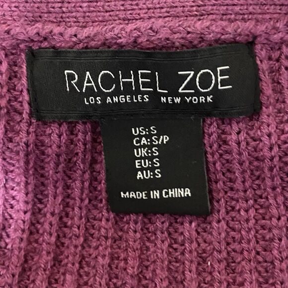 Rachel Zoe Womens Oversized Fit Rib Sweater Half Button V-Neck Berry Size Small - Picture 7 of 9